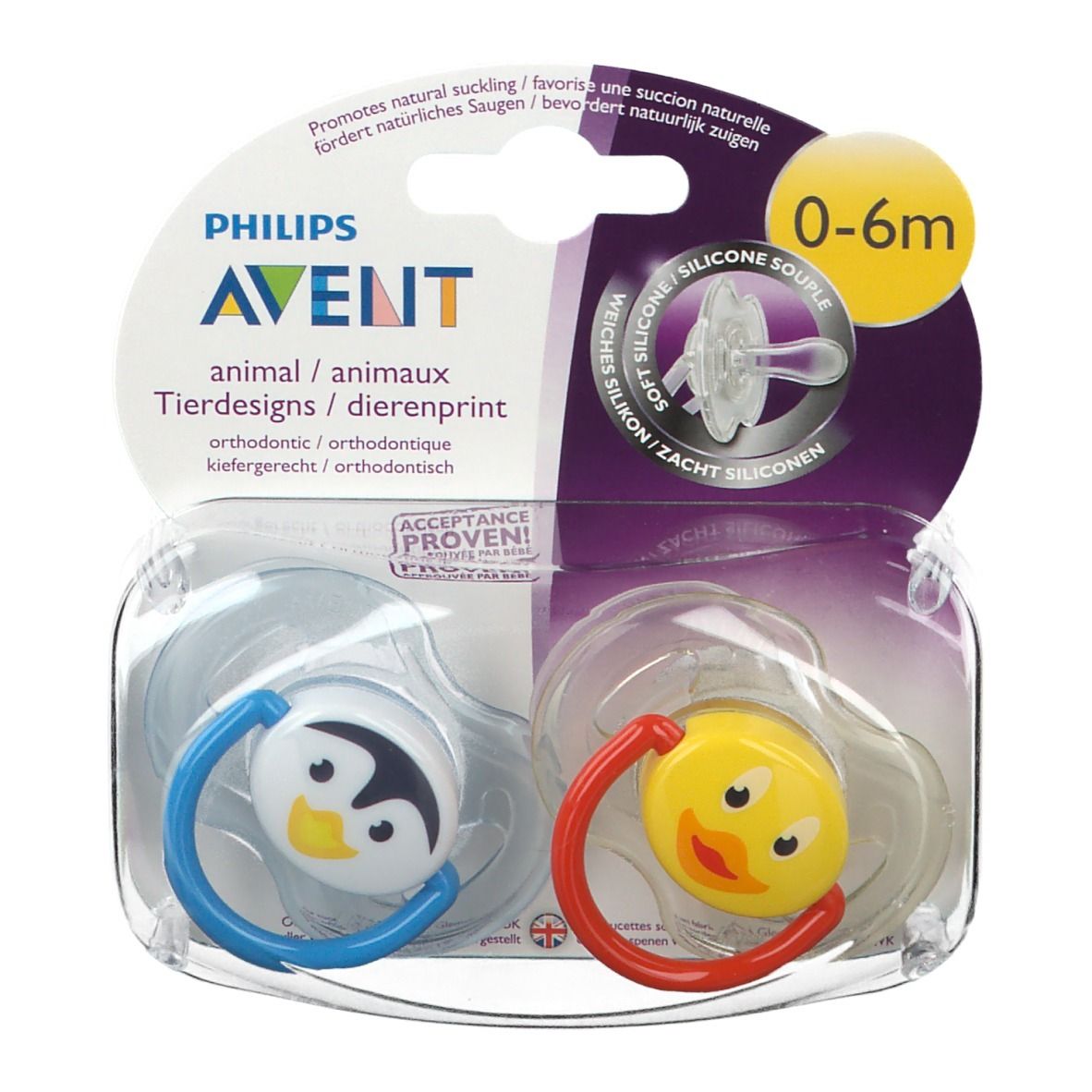 Avent Tétine Silicone 0-6m Petits Animaux