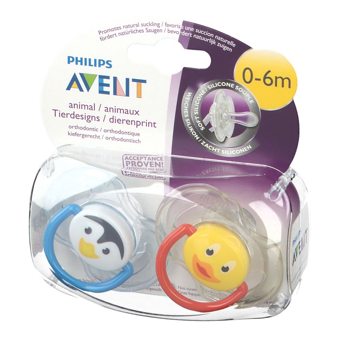 Avent Tétine Silicone 0-6m Petits Animaux