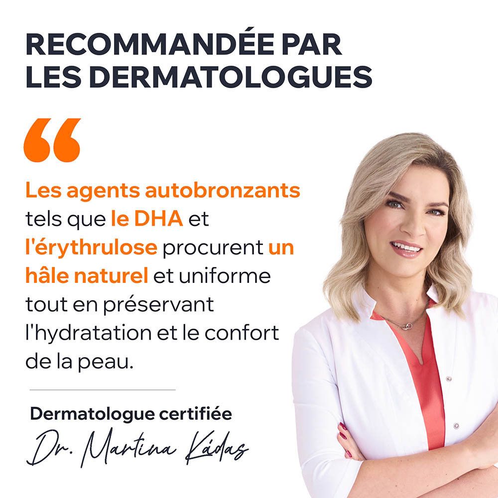 Dermatologue certifiée cite. Les autobronzants comme DHA et érythrulose procurent un hâle naturel.