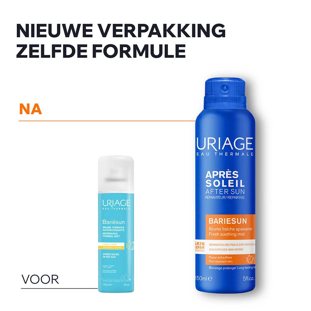 Voor-na vergelijking. Links: oude fles. Rechts: nieuwe blauwe fles.