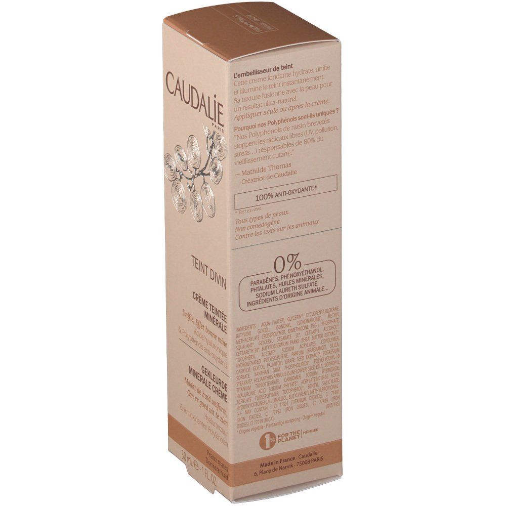 Caudalie Teint Divin Getinte Minerale Crème Donkere Huid