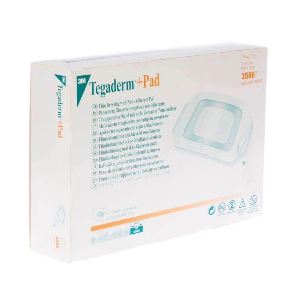 3M Tegaderm + Pad: Transparant folieverband met niet-klevend kompres.