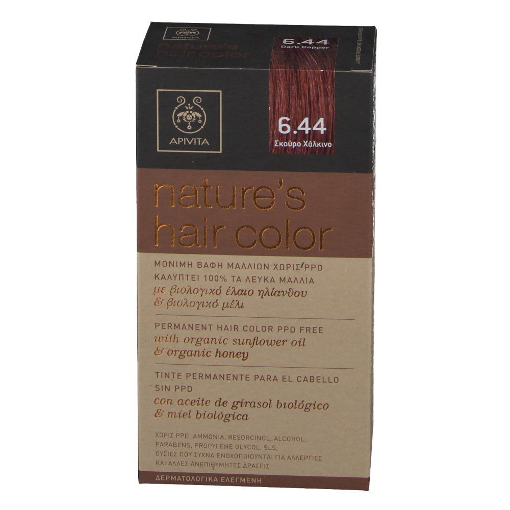 Apivita Coloration Capillaire N6.44 Cuivre Fonce