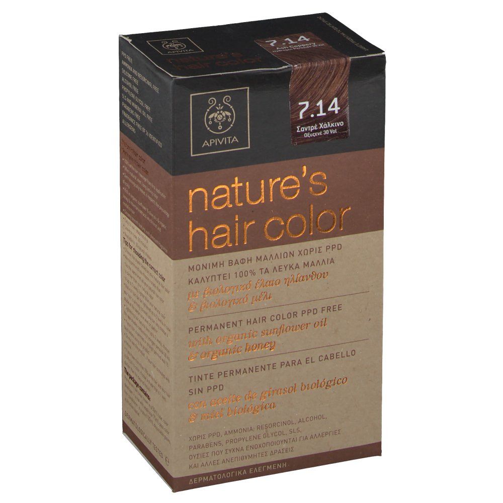 Apivita Coloration Capillaire N7.14 Cendre Cuivre