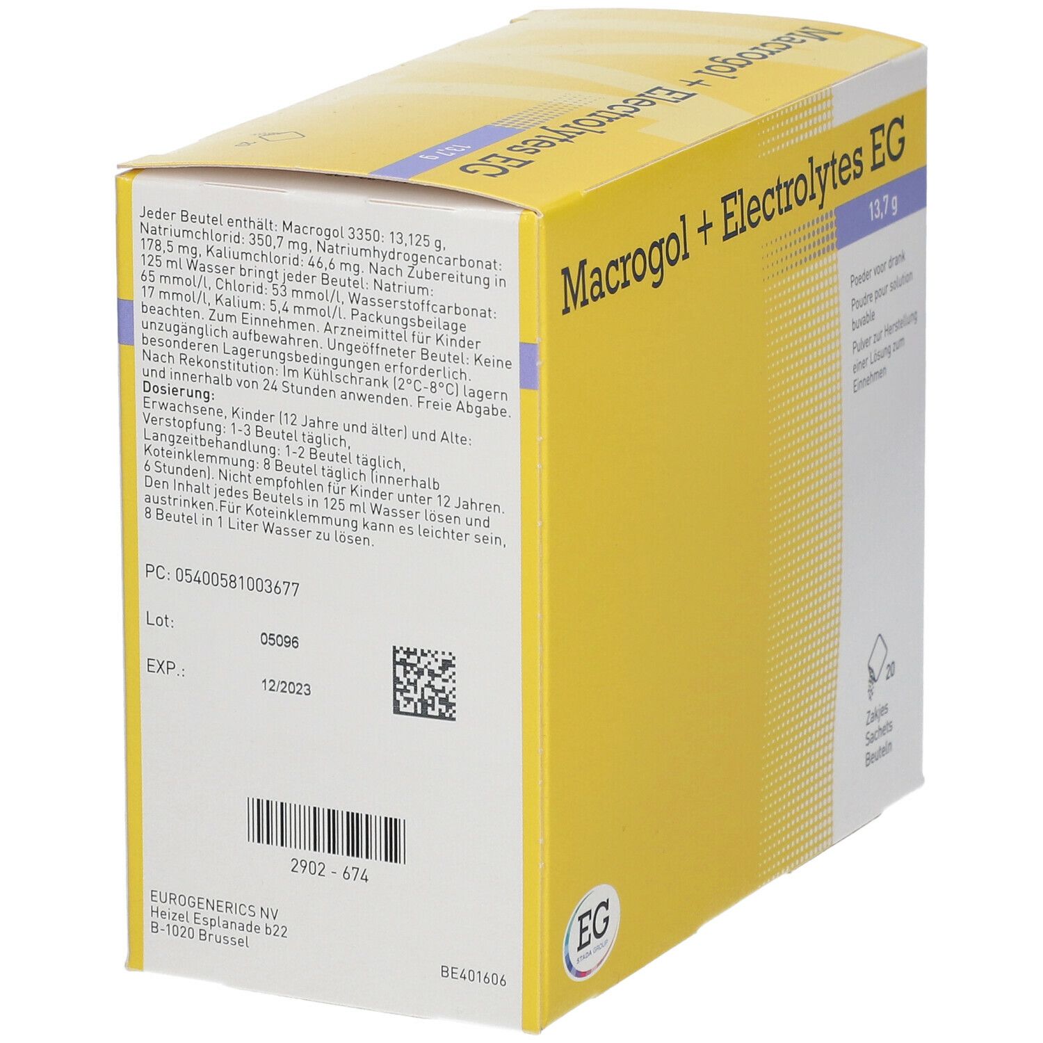 Macrogol + Electrolytes EG 13,7 g | Laxatif pour la Constipation Chronique