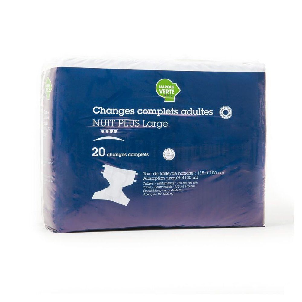 Emballage SEMESA NUIT PLUS LARGE, 20 pièces. Pour adultes, avec indication de taille.
