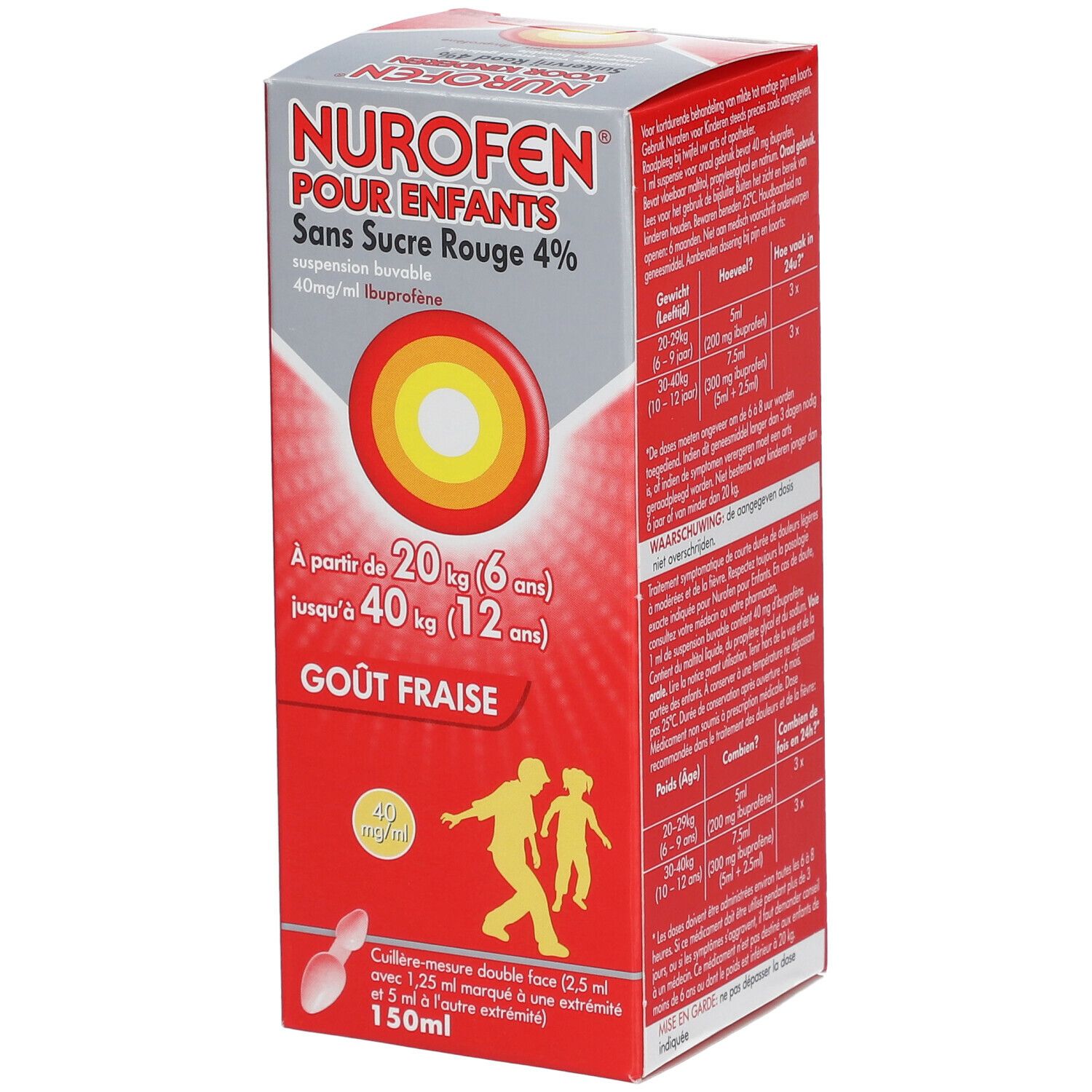 Nurofen Kind Suikervrij Rood 4% - Vanaf 6 Tot 12 Jaar