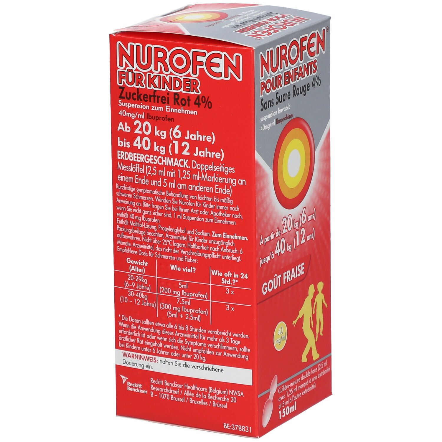 Nurofen Enfant Sans Sucre Rouge 4% - De 6 à 12 Ans