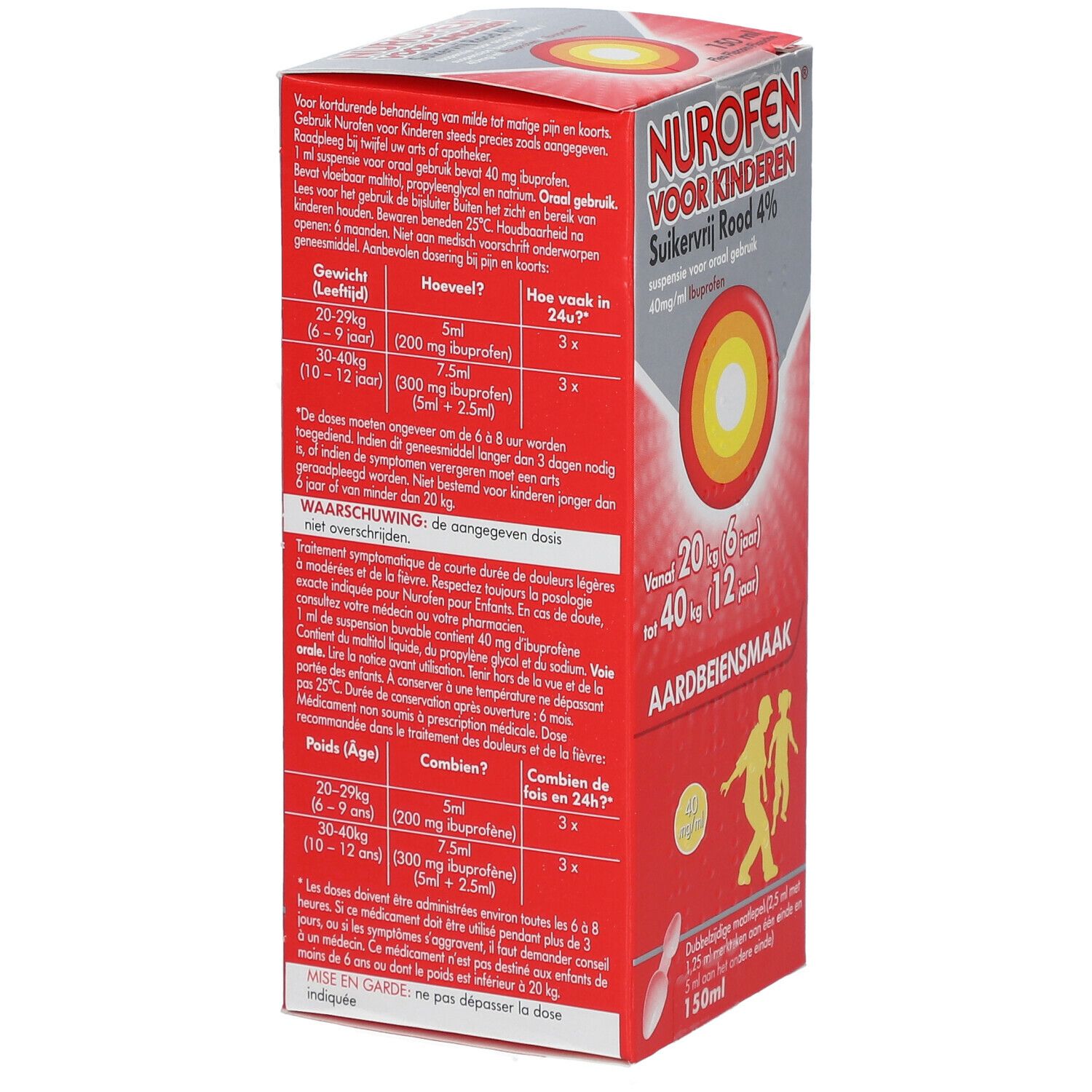 Nurofen Enfant Sans Sucre Rouge 4% - De 6 à 12 Ans