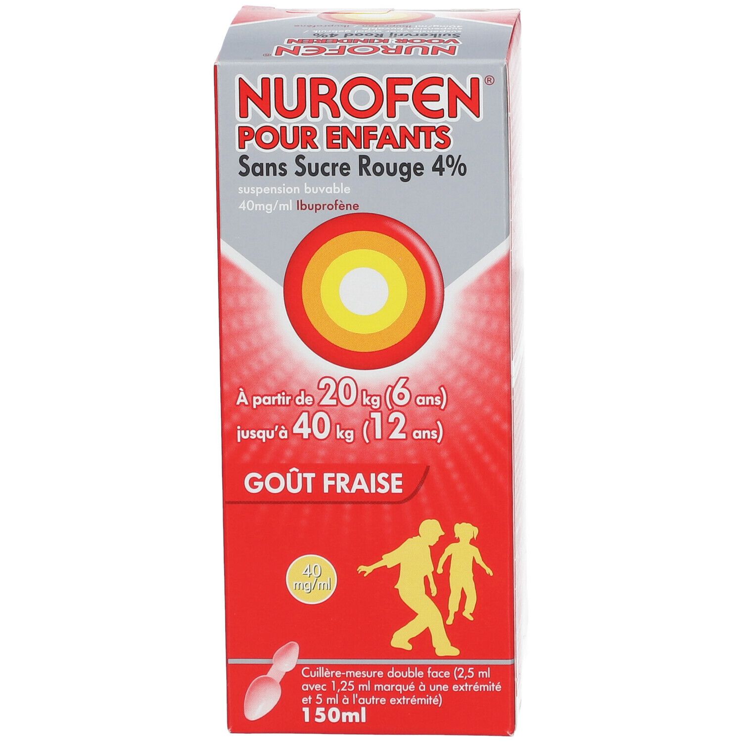 Nurofen Kind Suikervrij Rood 4% - Vanaf 6 Tot 12 Jaar