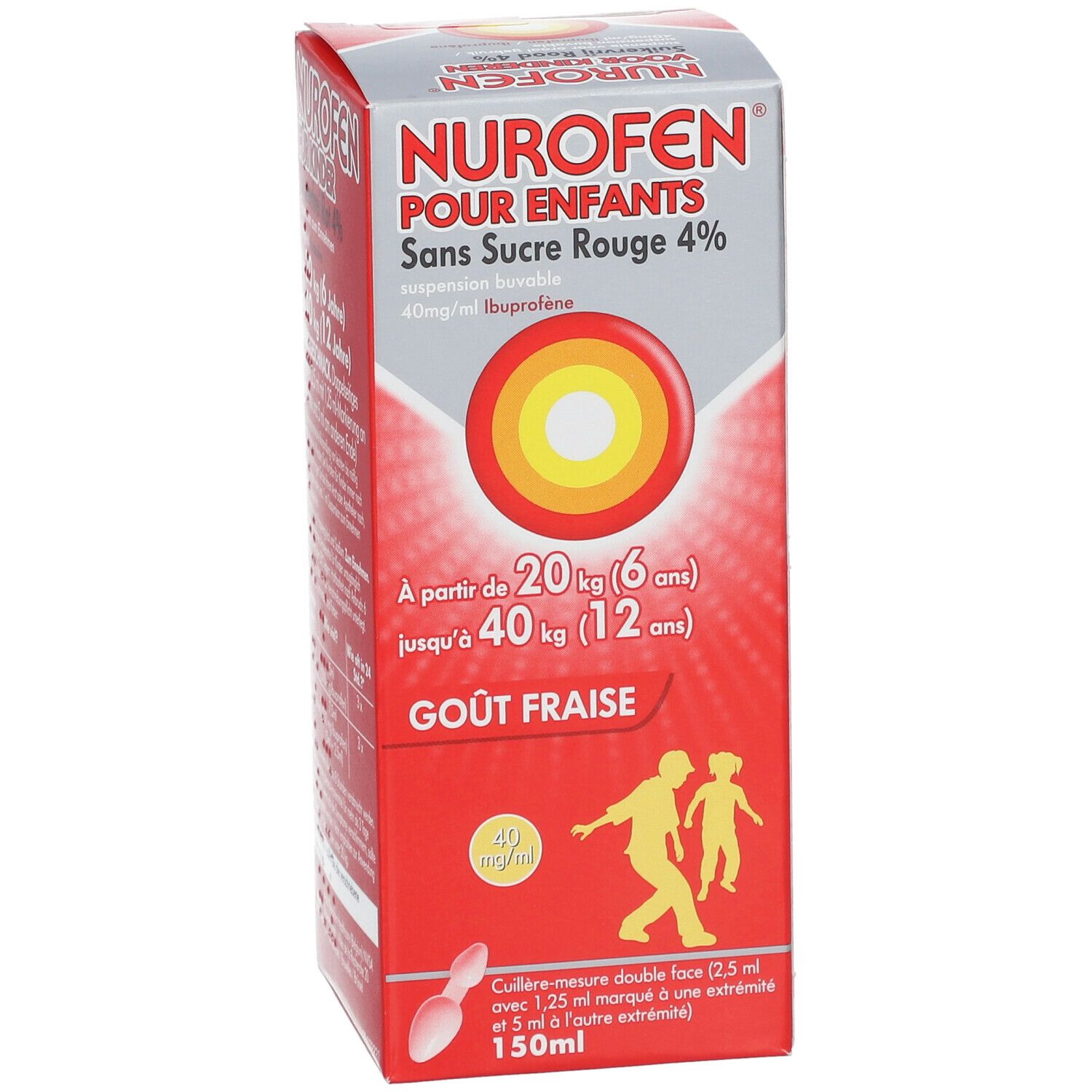 Nurofen Enfant Sans Sucre Rouge 4% - De 6 à 12 Ans