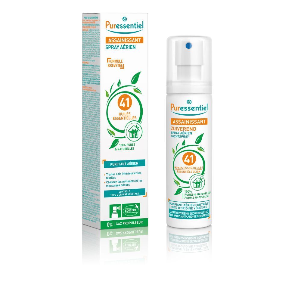 Puressentiel Assainissant Spray Aérien aux 41 huiles essentielles, 100% pur et naturel.