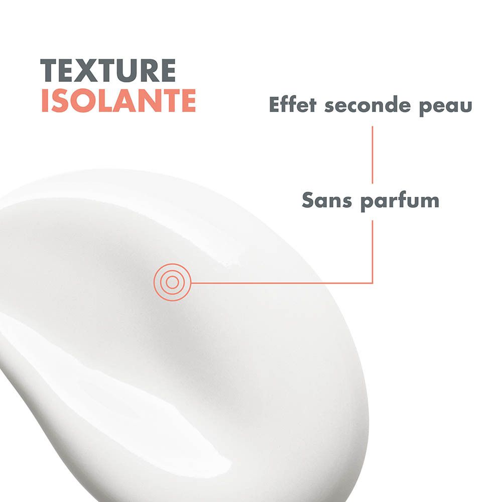 Texture de crème à effet seconde peau et sans parfum.