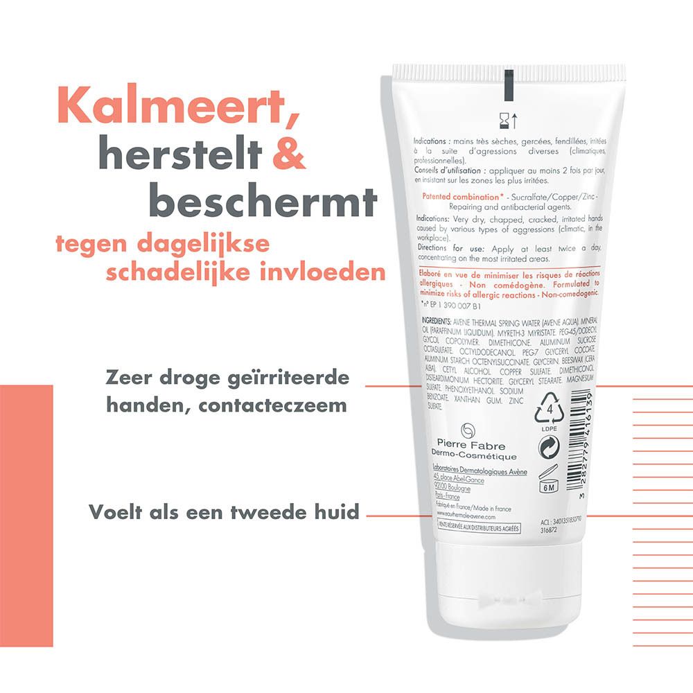 Avene Cicalfate+ handcrème tube met tekst.