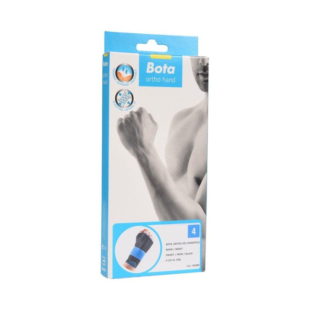 Emballage Bota Ortho Handpolsband 501 noir, taille 4. Vue latérale.