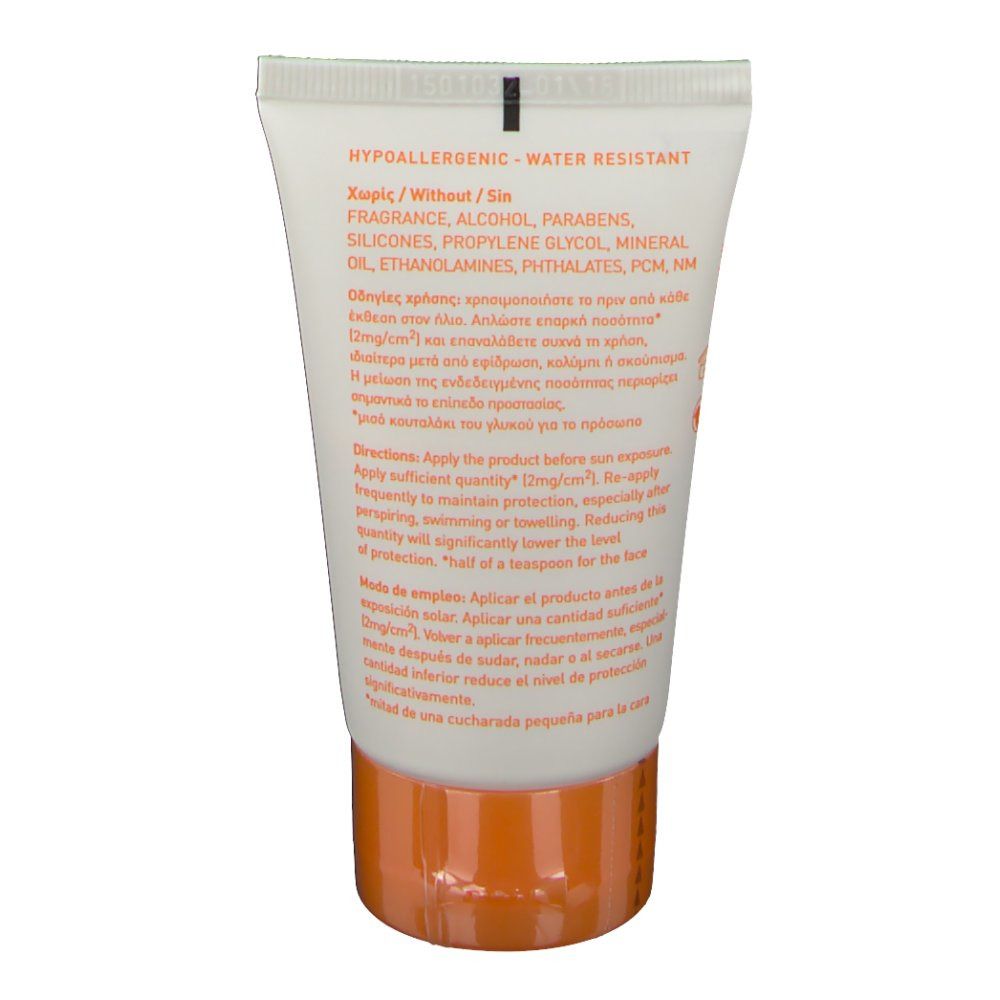 Dos du tube. Texte avec informations produit et instructions sur fond blanc.