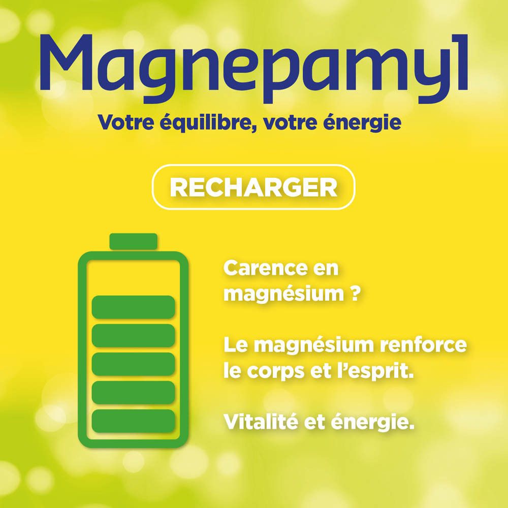 Magnepamyl® Optimum. Pour un besoin accru en magnésium ! Stress temporaire, fatigue, contraction musculaire.