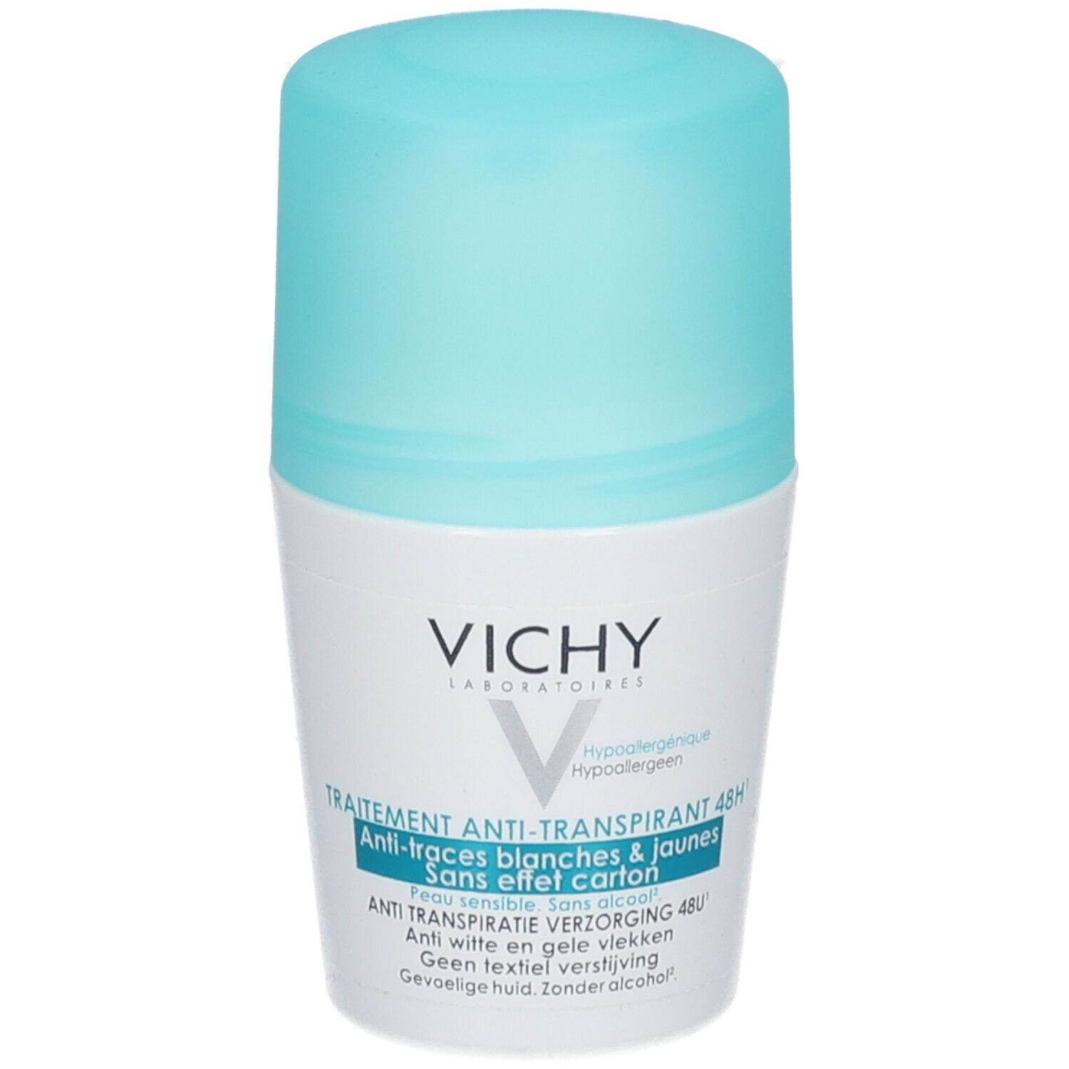 Vichy Deodorant Roll On Anti-Transpirant 48h Anti-Traces Jaunes et Blanches.