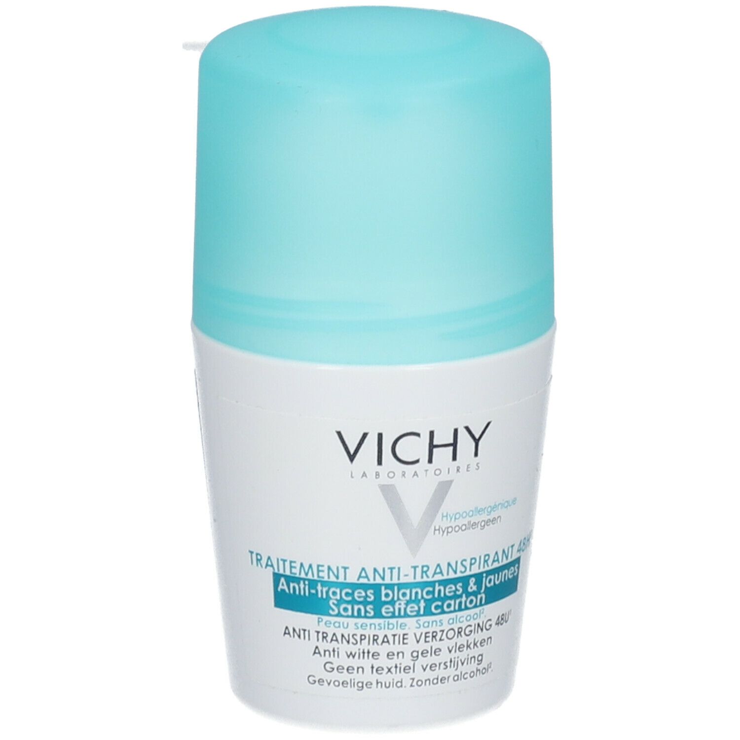 Vichy Deodorant Roll On Anti-Transpirant 48h Anti-Traces Jaunes et Blanches.