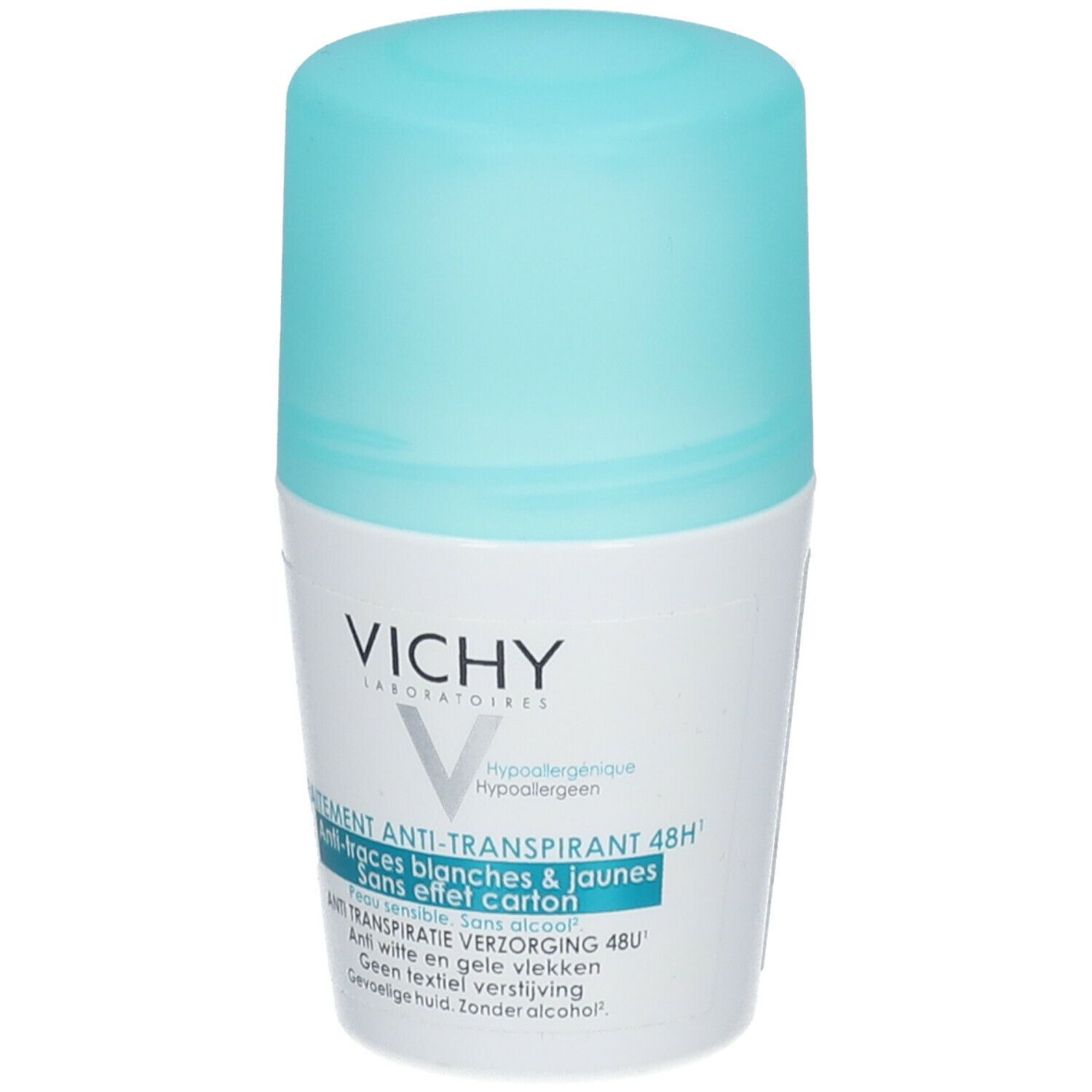 Vichy Deodorant Roll On Anti-Transpirant 48h Anti-Traces Jaunes et Blanches.