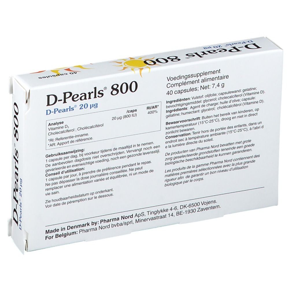 Pharma Nord D-Pearls 800 | vitamine D | Immunité + Os & dents