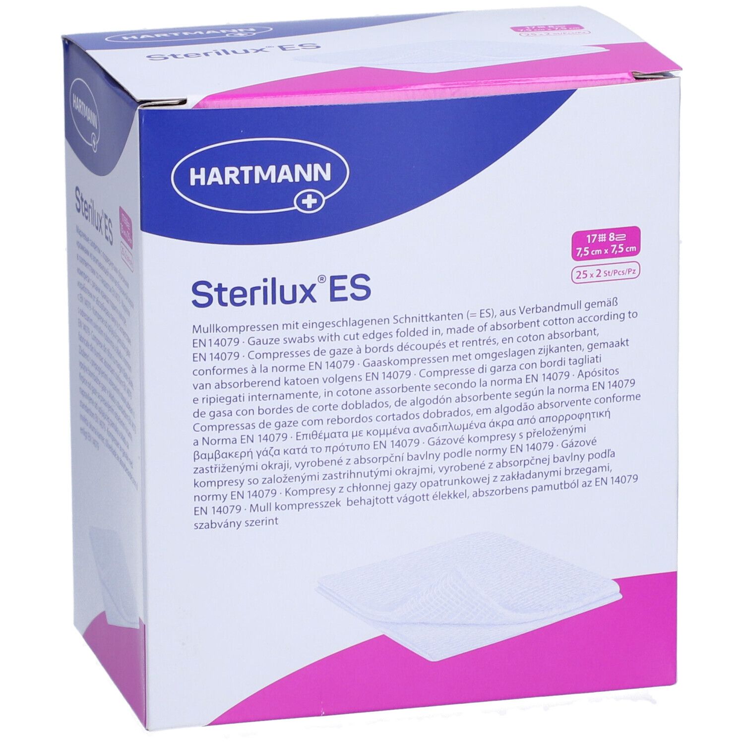 Hartmann Sterilux ES Stérile Compresse 8 Plis 7.5 x 7.5cm 418554