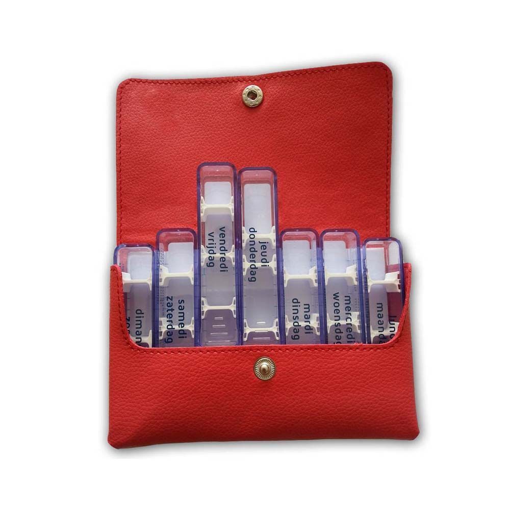 Medidose Leatherlook Pillendoos Zakmodel Rood