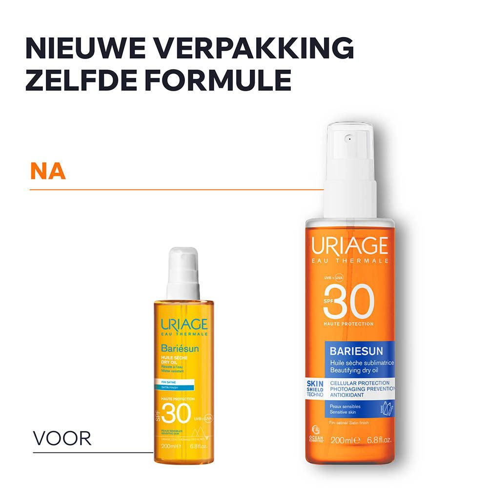 Uriage Bariésun. Voor-en-na vergelijking. Nieuwe verpakking, dezelfde formule.