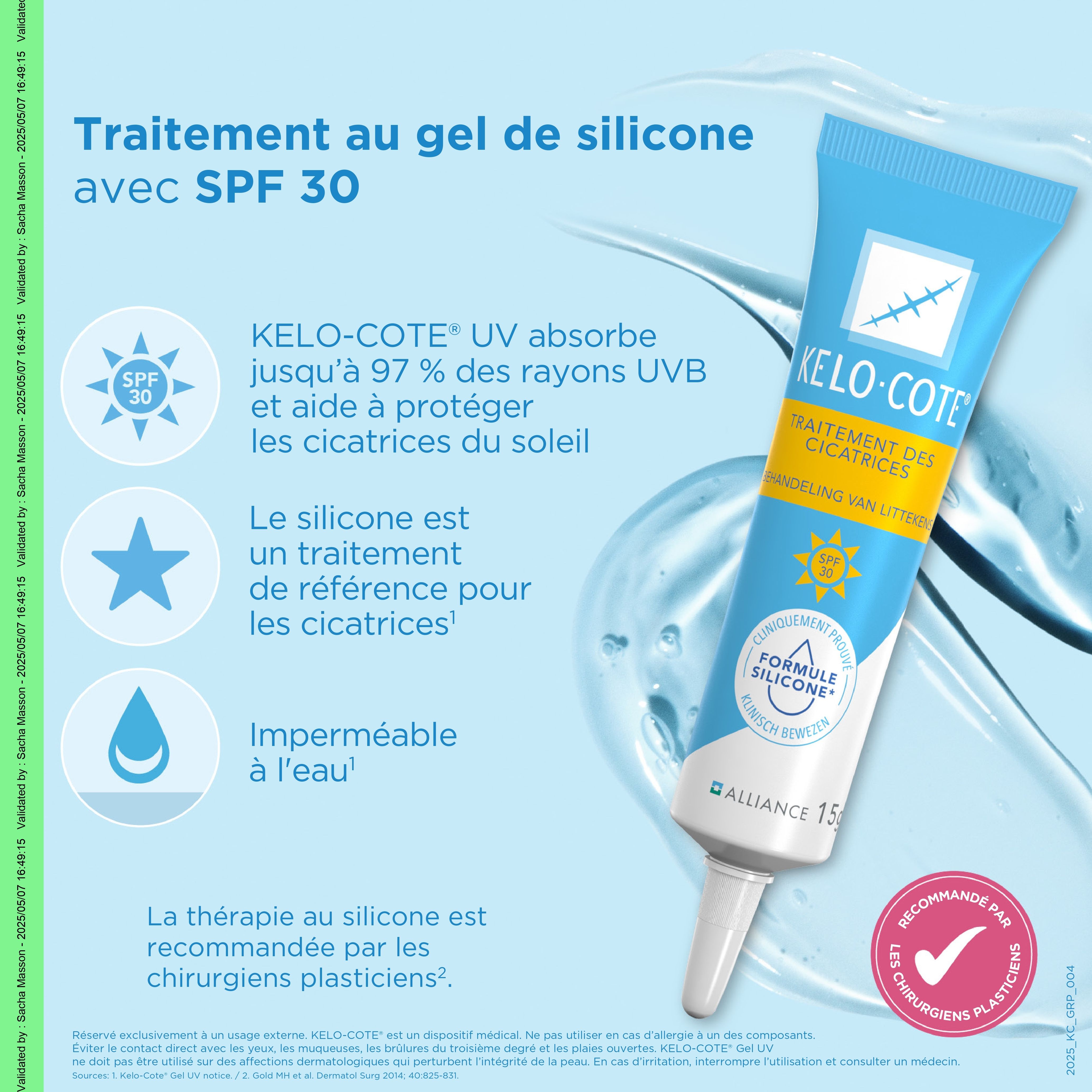 Kelo-Cote Silicone Gel Cicatrice + Filtre UV