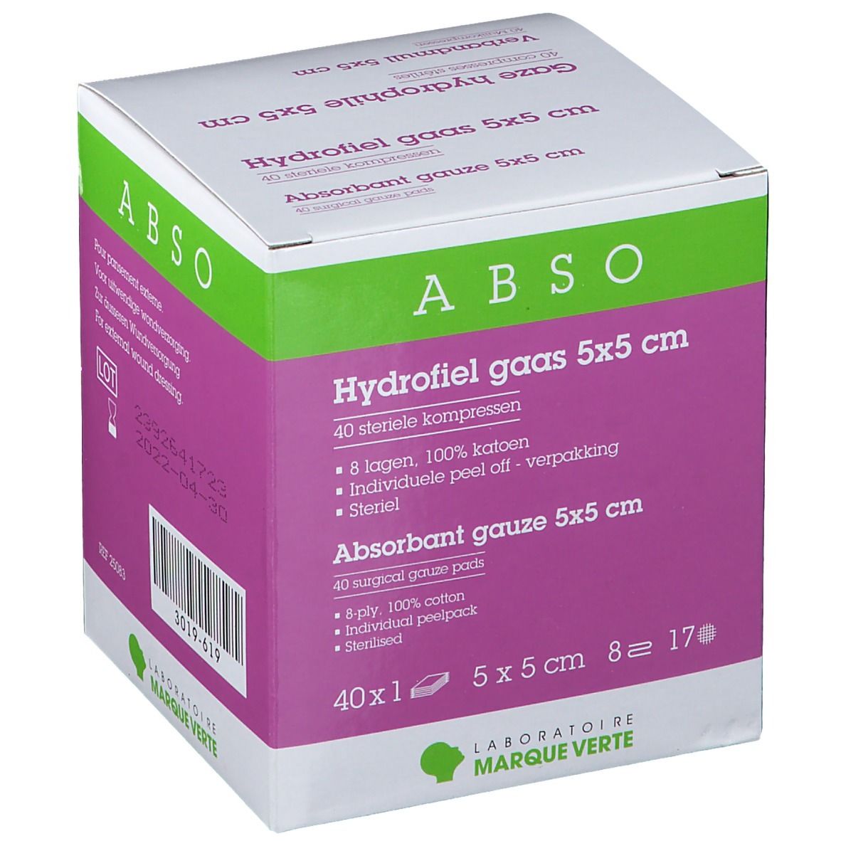 Abso Steriel Gaaskompres 5x5cm