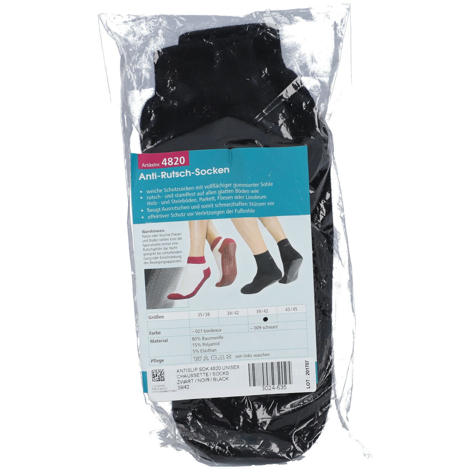 Bota Suprima 4820 Anti-Slip Sok Unisex Zwart Maat 39-42