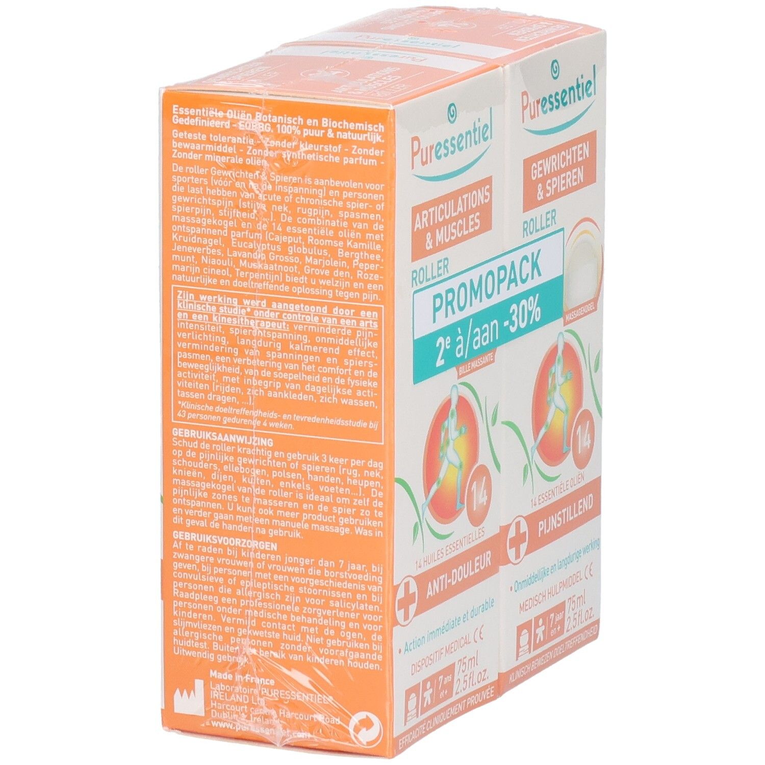 Achterkant van de Puressentiel Promopack verpakking met productinformatie en gebruiksaanwijzing.