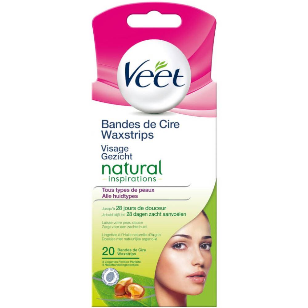 Veet Bandes de Cire Froide Visage Peaux Sensibles Natural Inspiration