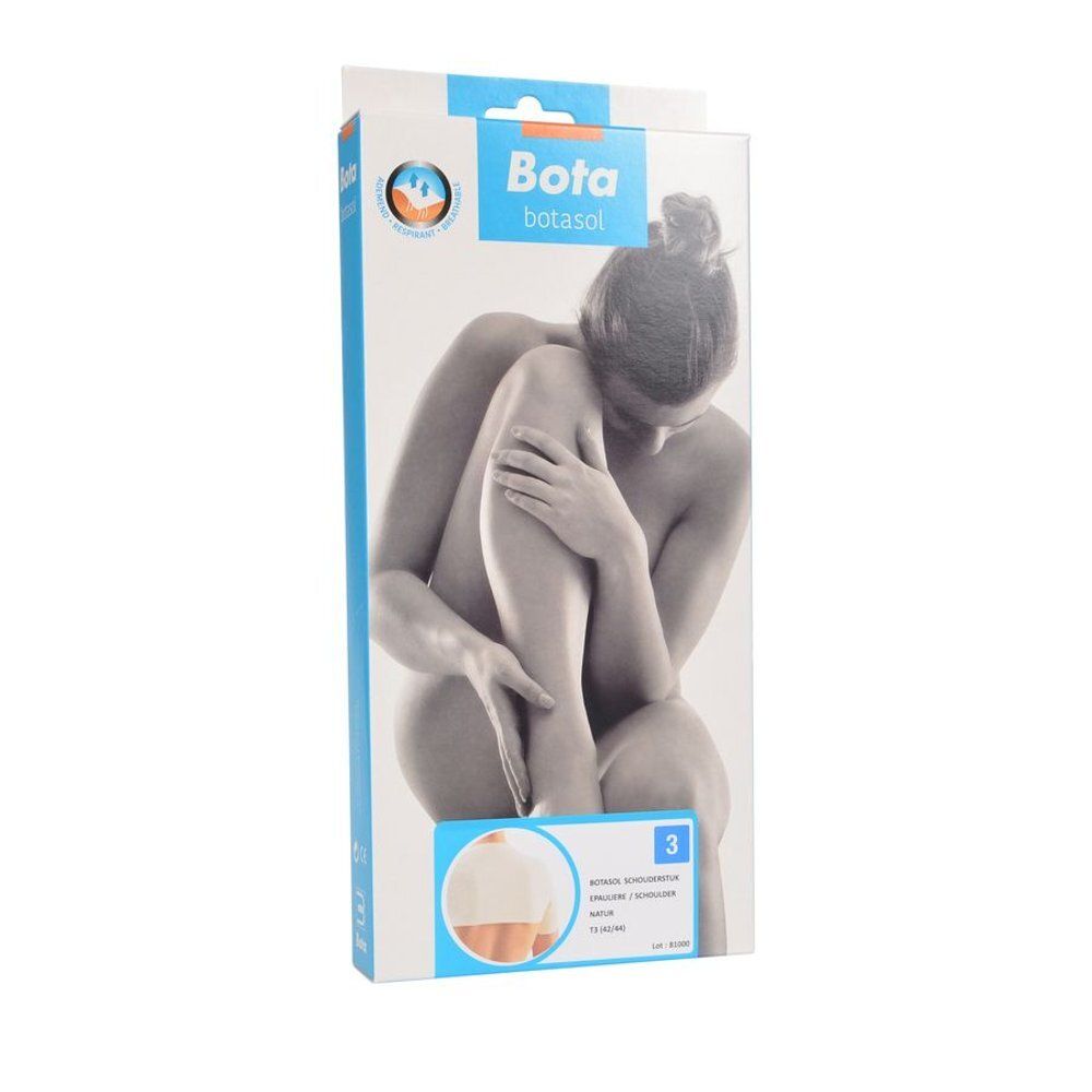 Verpakking van Botasol Épaulière Manche Natur Taille 3. Afbeelding van een persoon. Productafbeelding rechtsonder.