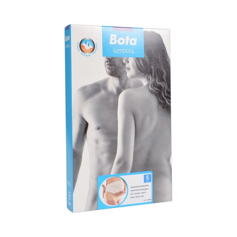 Vooraanzicht van de Bota lumbota verpakking. Opschrift: S. Man en vrouw afgebeeld.