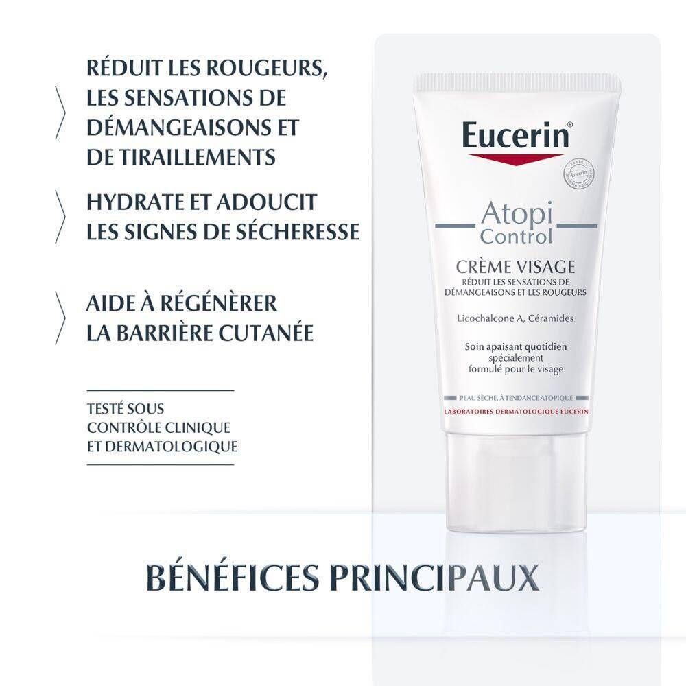 Eucerin AtopiControl Crème Visage Peau Sèche à Tendance Atopique
