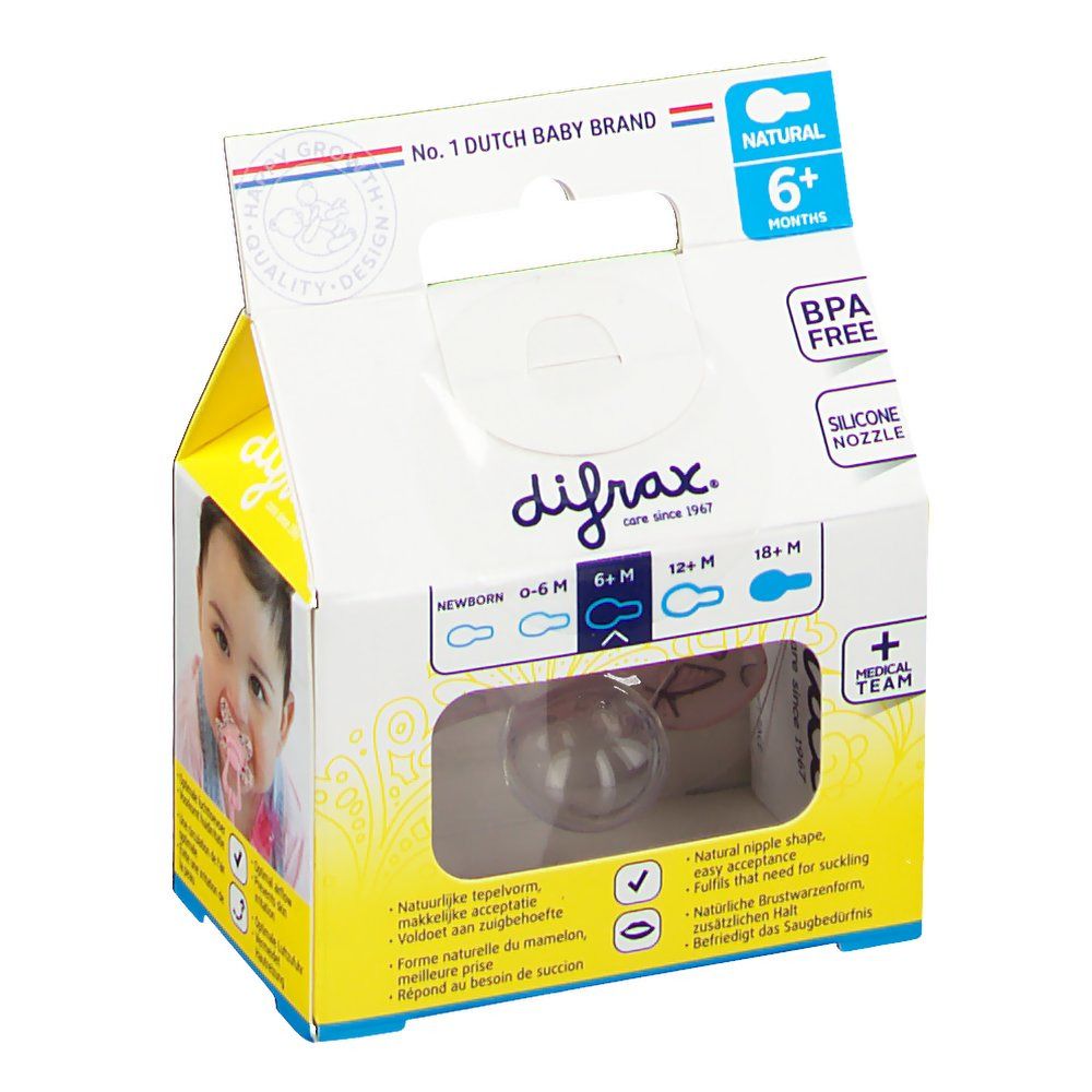 Difrax Sucette Lola Natural 6 Moins+