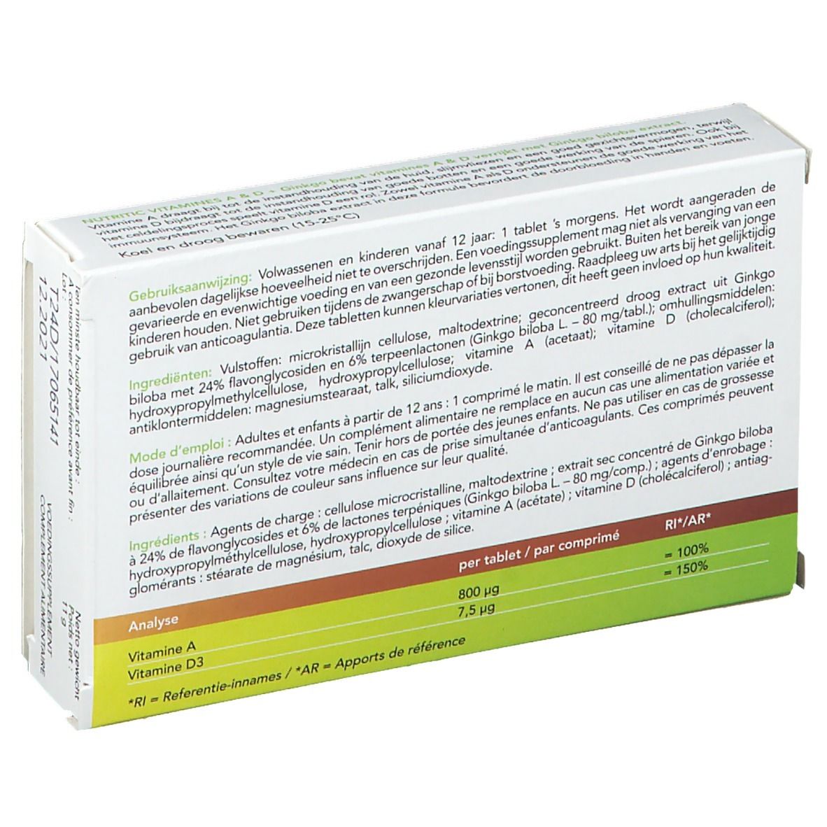 Nutritic Vitamines A & D Ginkgo