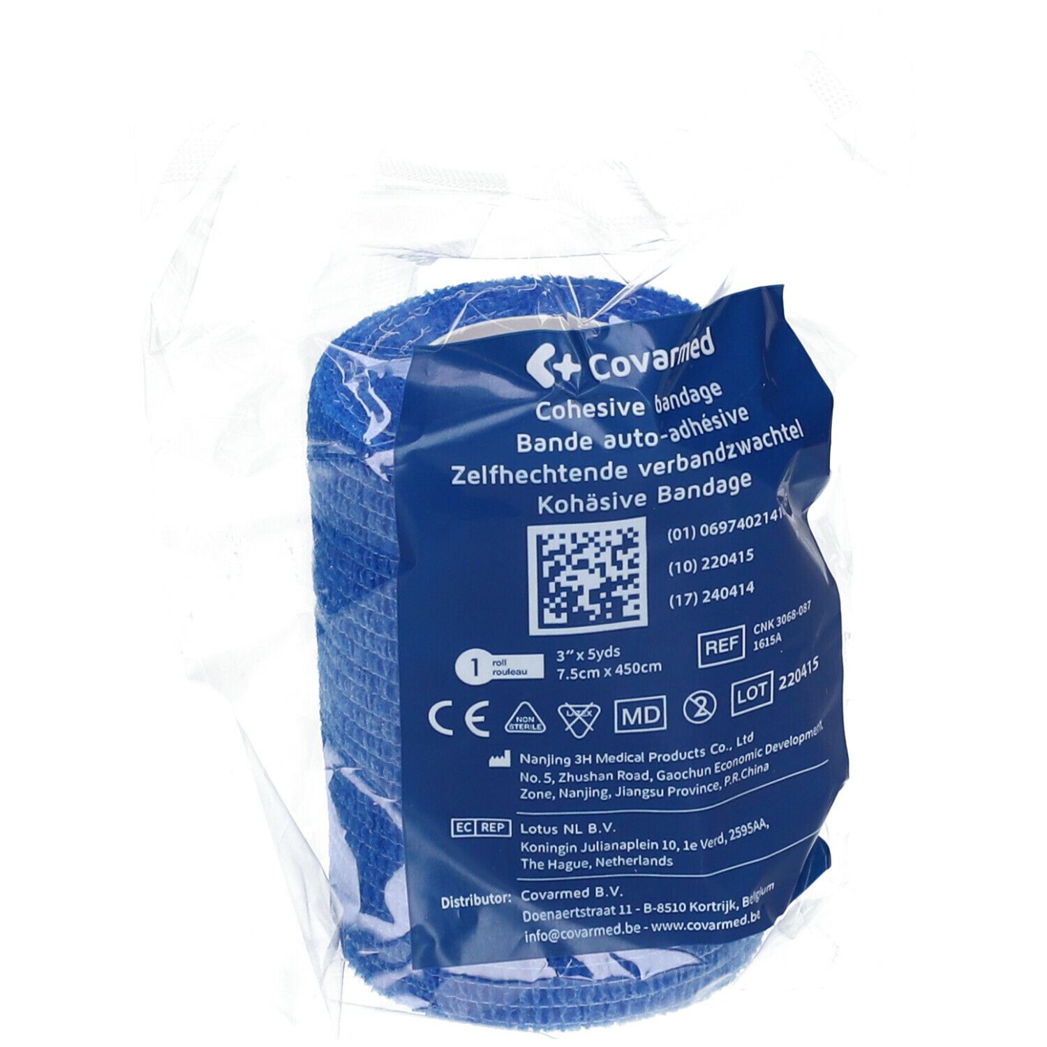 Covarmed Cohesief Verband 7.5cm x 4.5m Blauw 1615a