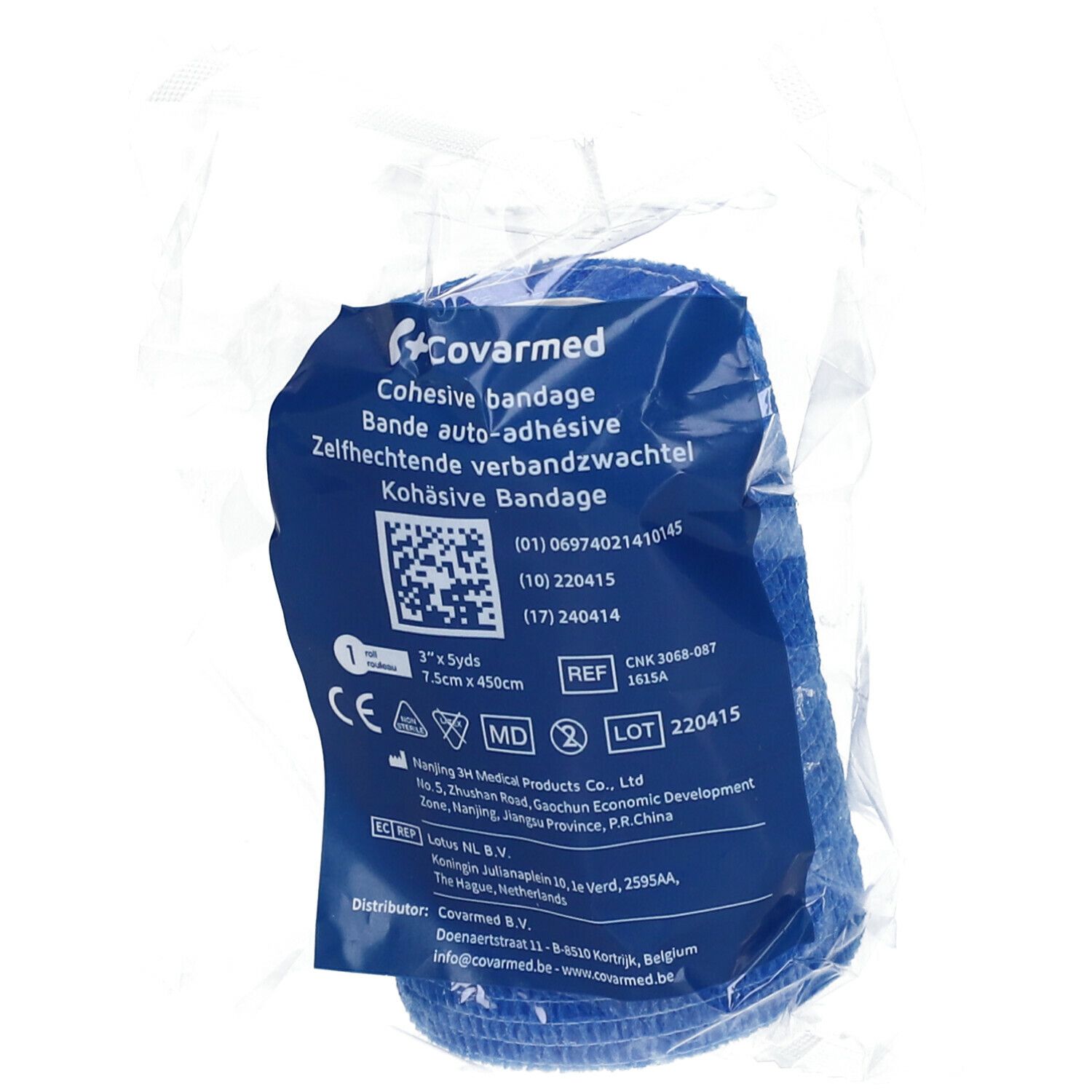Covarmed Cohesief Verband 7.5cm x 4.5m Blauw 1615a