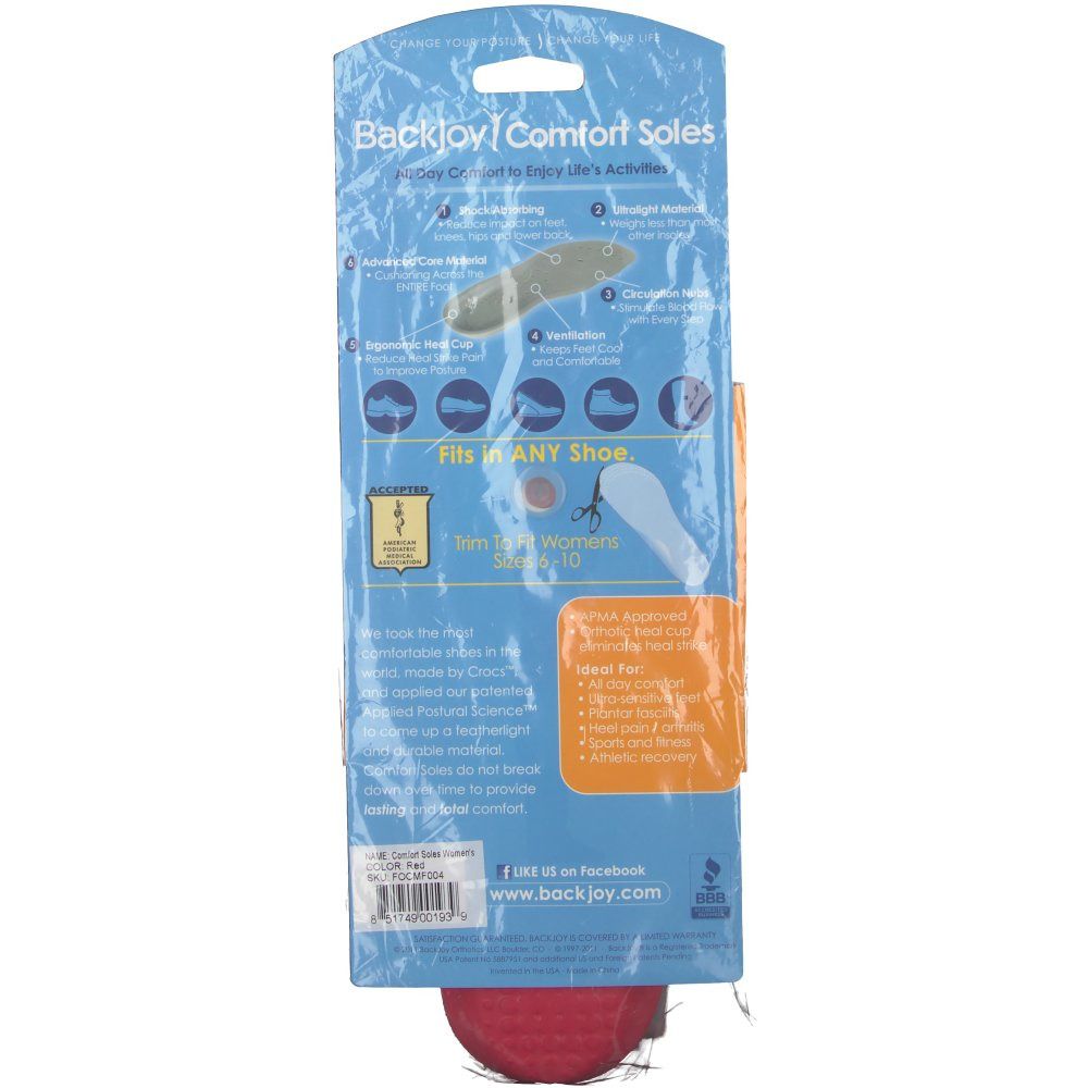 Backjoy Comfort Semelles Femme Rouge