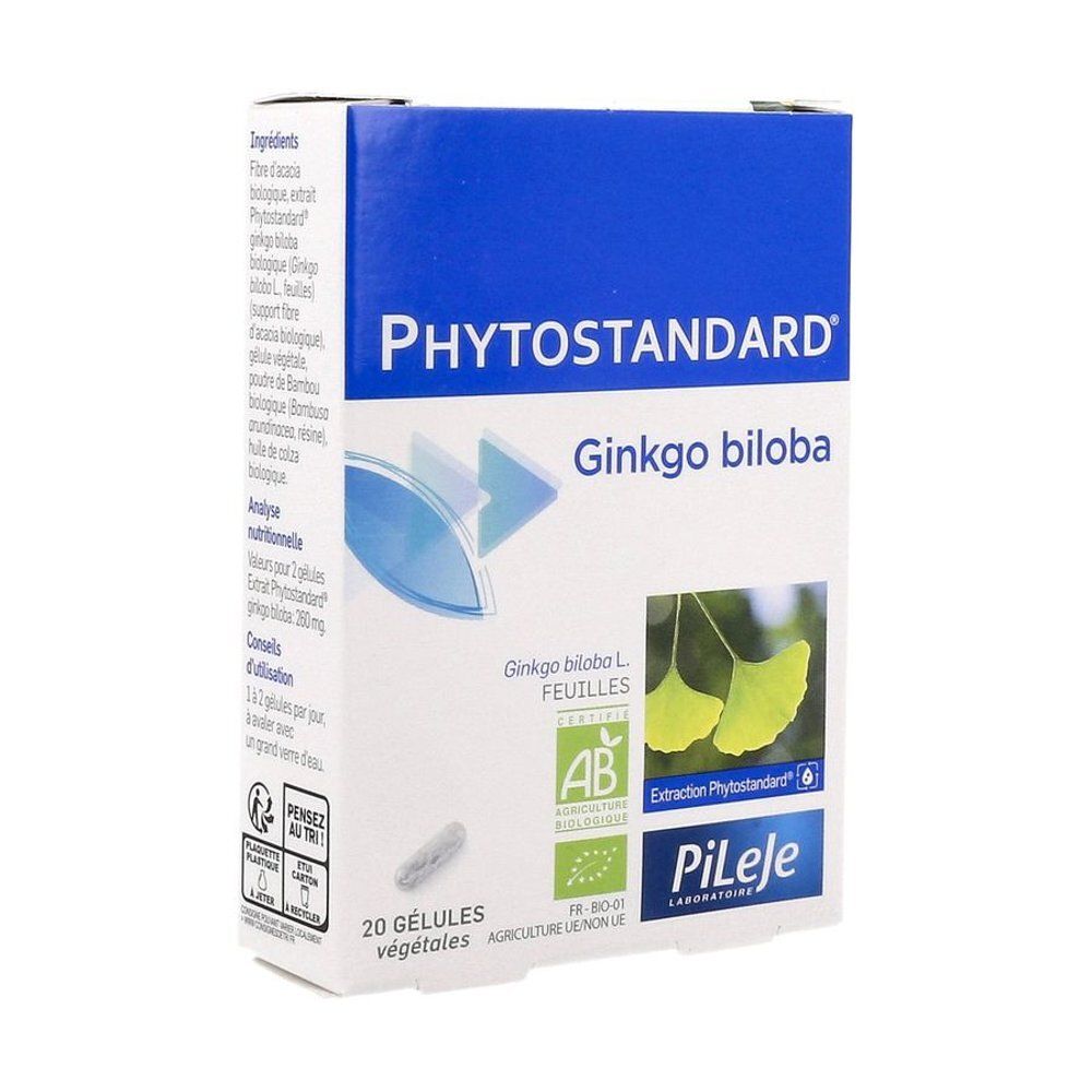 Phytostandard Ginkgo Biloba capsules, 20 stuks. Biologisch keurmerk.