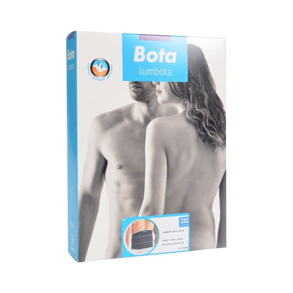 Verpakking Bota Lumbota CRX, maat 3XL. Opschrift Bota Lumbota. Illustratie van man en vrouw.