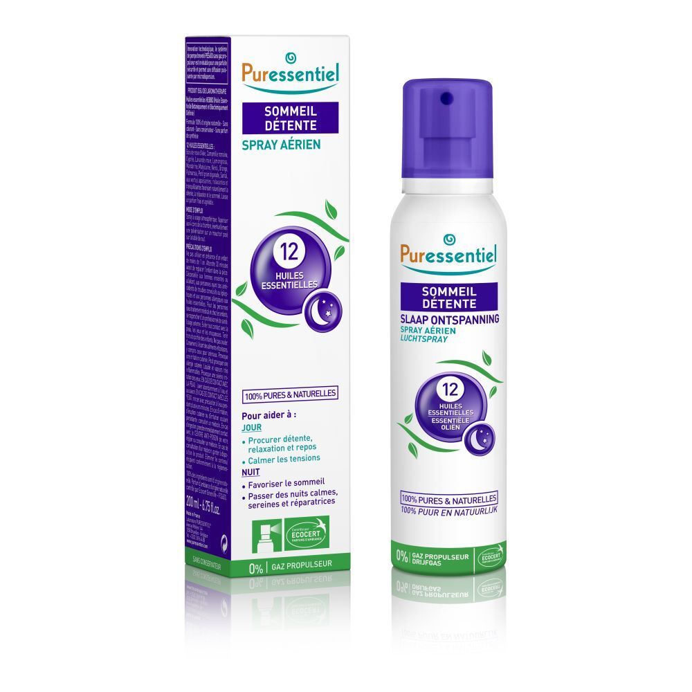 Puressentiel Spray aux 12 huiles essentielles pour le sommeil et la détente.