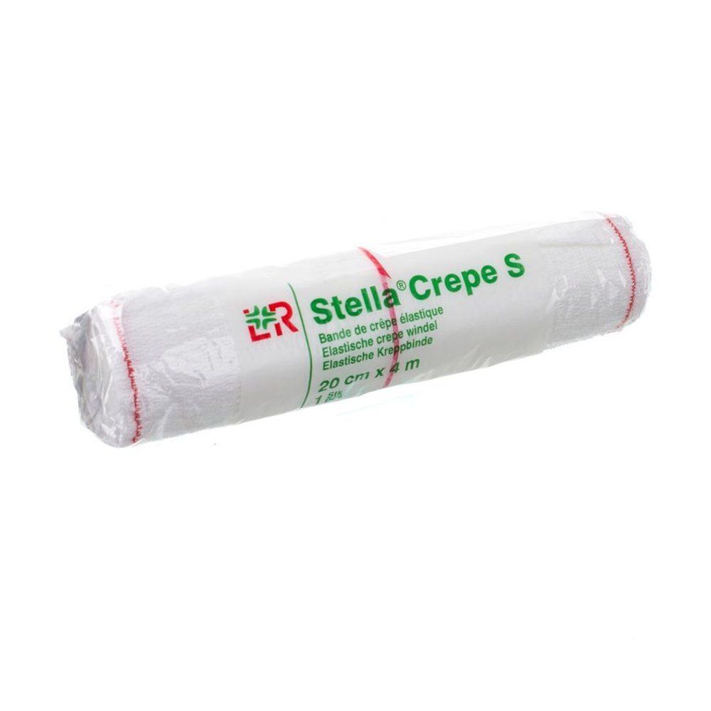 Verpakte witte elastische crêpe zwachtel Stella S, 20 cm x 4 m.