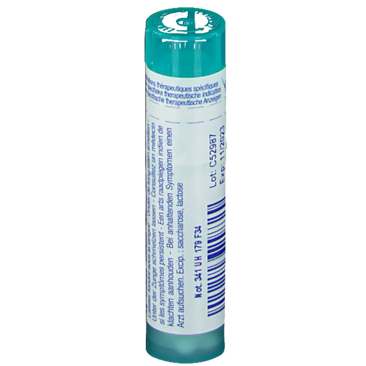 Tube cylindrique vert. Inscription: C52987, Exp: 11/2023.