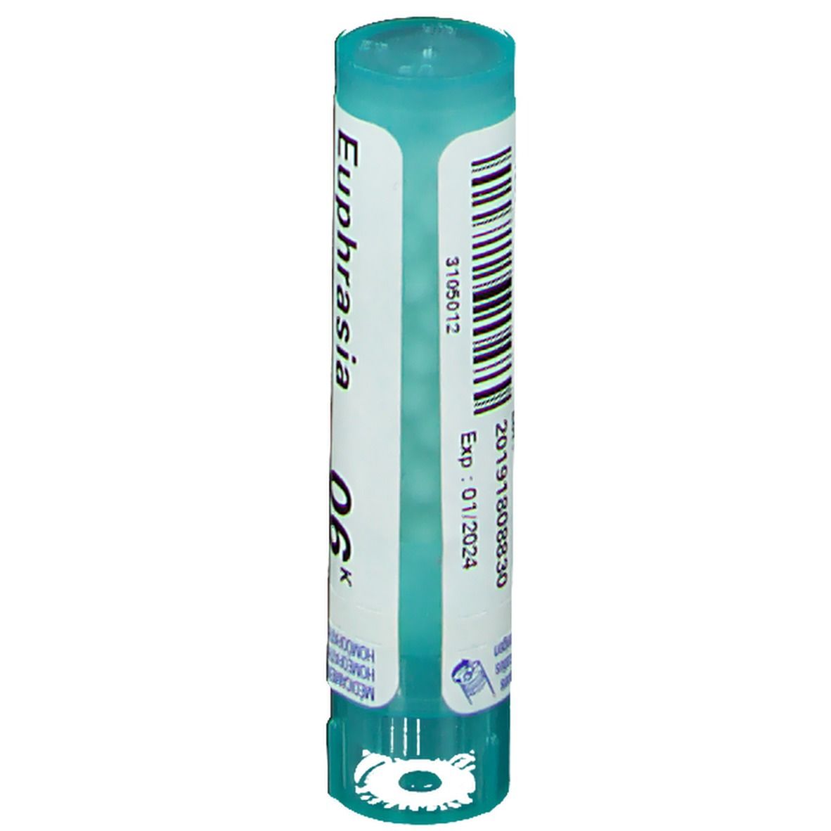 Cilindrische verpakking met barcode en info: Exp: 01/2024.