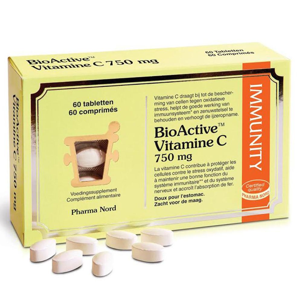 Pharma Nord Bioactive Vitamine C 750 mg | vitamine C | Collageen + Immuunsysteem + Zenuwstelsel