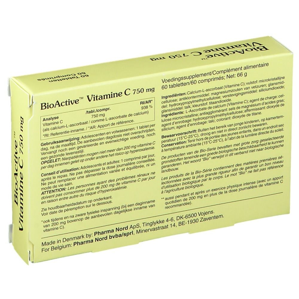 Pharma Nord Bioactive Vitamine C 750 Mg | vitamine C | Collagène + Immunité + Système nerveux