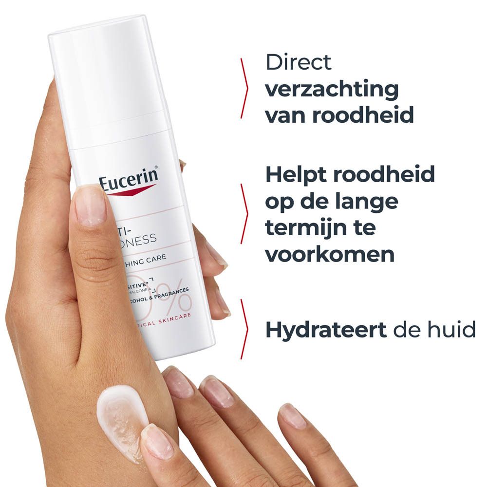 Eucerin Anti-Roodheid Kalmerende Verzorging toepassing en effecten.